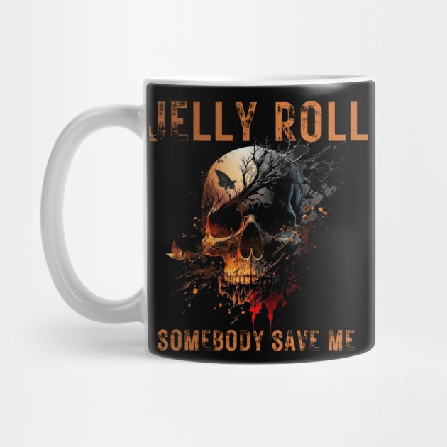 Jelly Roll "Somebody Save Me" Orange Rough Letters Skull by Jack of All Dreams